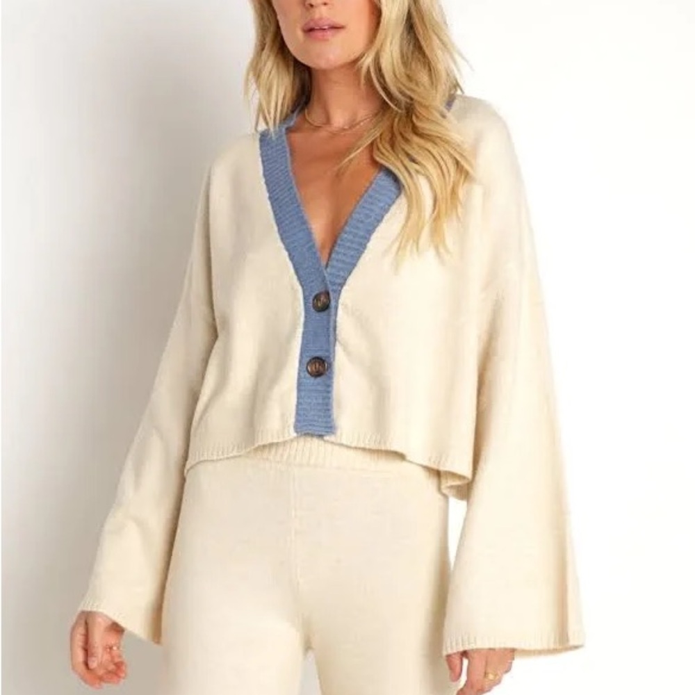 Beach Riot Cream and Blue Sweater